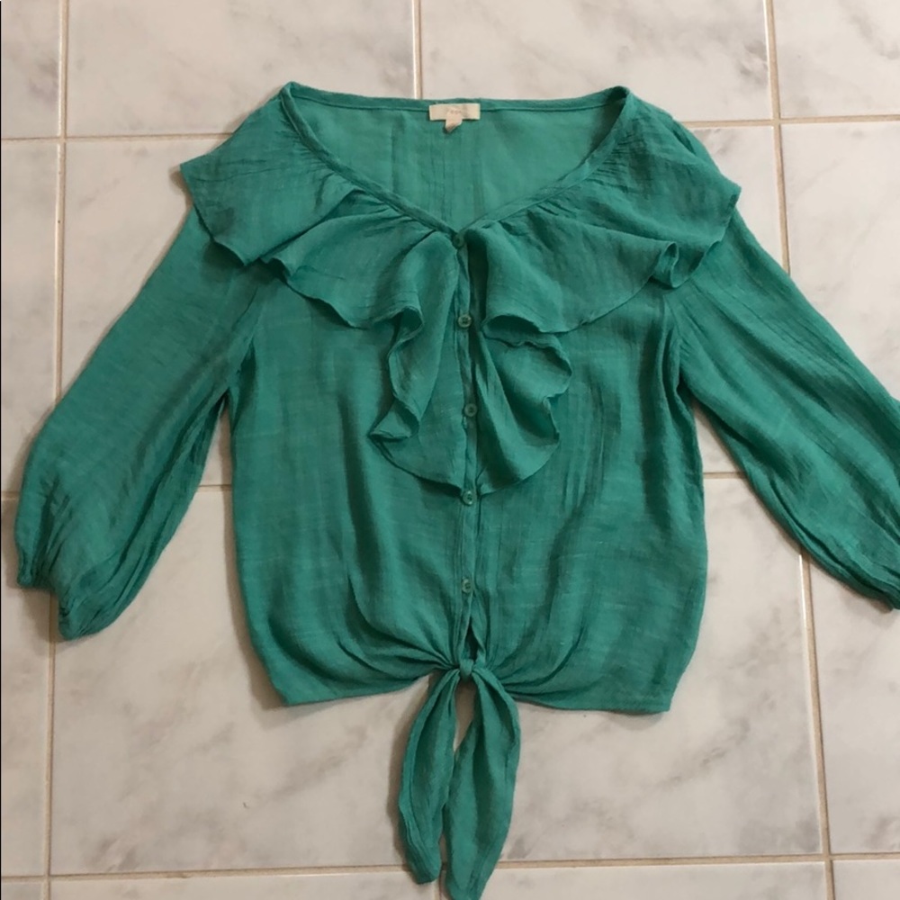 Teal Ruffle Crop Top